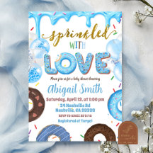 Boy Pastel Donut Sprinkled with Love Invitation