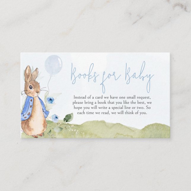Boy Peter Rabbit Baby Shower Books für Baby Begleitkarte (Vorderseite)