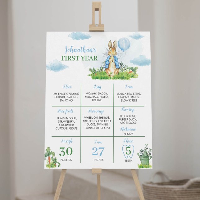 Boy Peter Rabbit Birthday Milestone Poster (Von Creator hochgeladen)