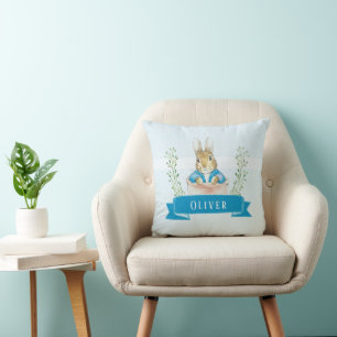 Boy Peter Rabbit Blue Custom Throw Pillow Kissen