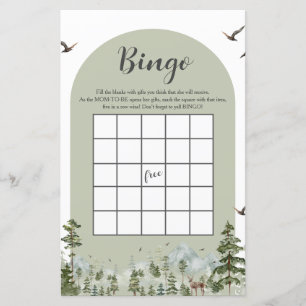 Boy Pine Tree Forest Mountain Baby Dusche Bingo