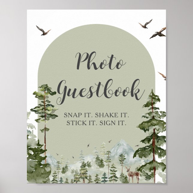 Boy Pine Tree Forest Mountain Foto Gästebuch (Vorne)