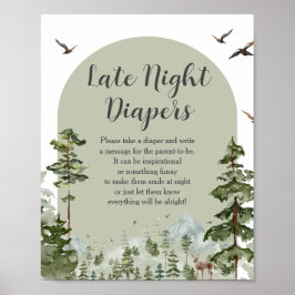 Boy Pine Tree Forest Mountain Spate Night Diapers Poster