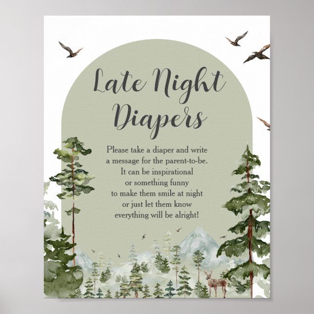 Boy Pine Tree Forest Mountain Spate Night Diapers Poster (Vorne)