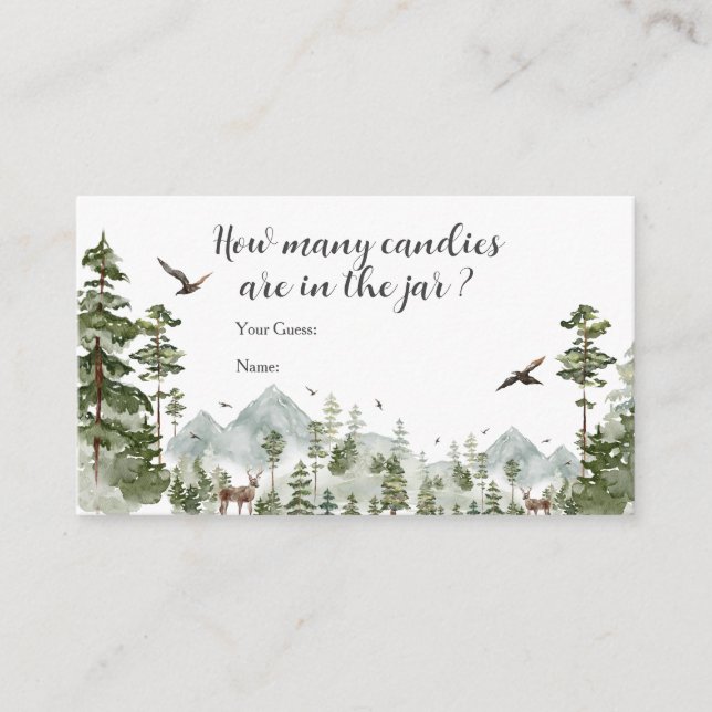 Boy Pine Tree Forest Mountain wie viele Kandien Begleitkarte (Vorderseite)