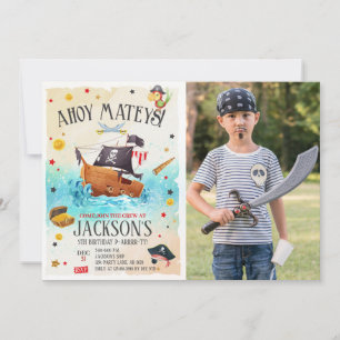 Boy Pirate Birthday Foto Einladung