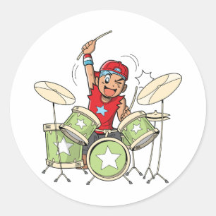 Boy Playing Drums Stickers