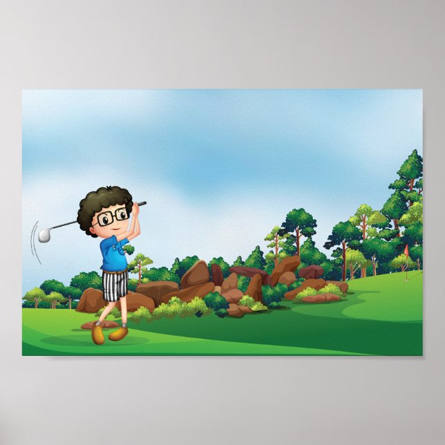 Boy Playing Golf Poster (Vorne)