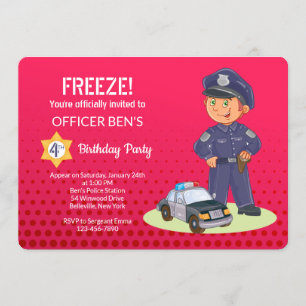 Boy Policeman Birthday Party Einladungen