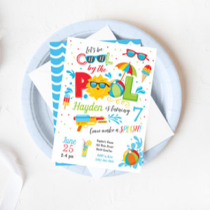 Boy Pool Party Einladung, Sommer Geburtstag Einladung