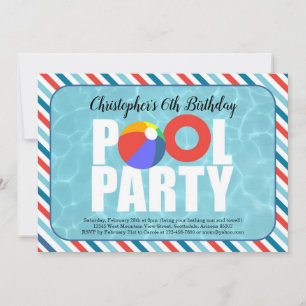 Boy Pool Party Geburtstagsparty Einladung