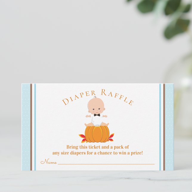 Boy Pumpkin Diaper Raffle Tickets (You can change the text.)