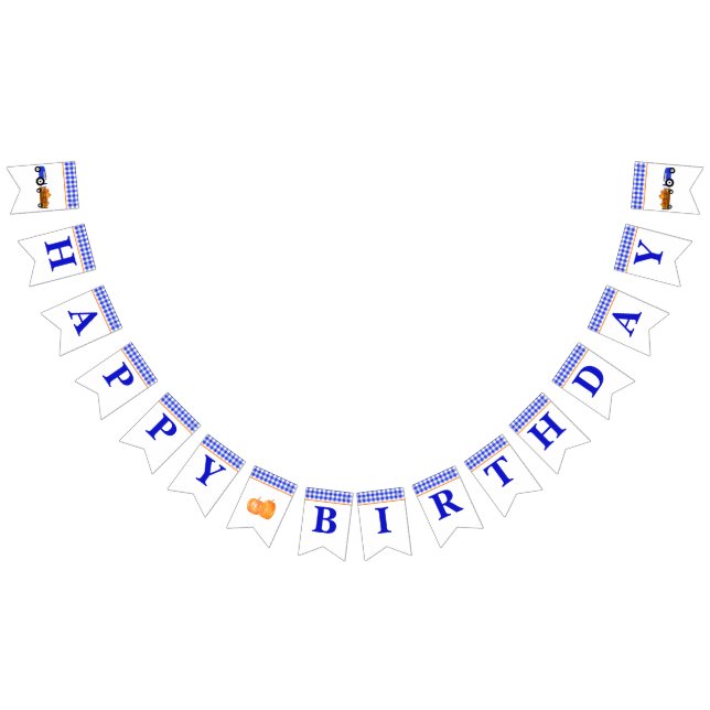 Boy Pumpkin Patch Tractor Blue Birthday Banner (Alle)