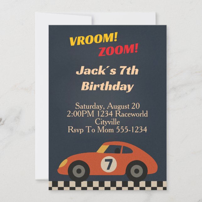 Boy Racing Birthday Einladung (Vorderseite)