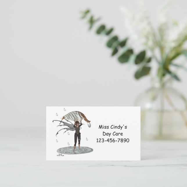 Boy Rain Fairy mit Leaf-Visitenkarten Telefonnummerkarte (Stehend Vorderseite)