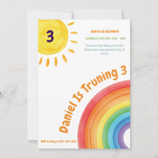 Boy Rainbow 3rd Birthday, Boy Birthday Party Einladung