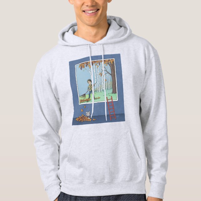 Boy raking Blätter Hoodie (Vorderseite)