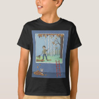 Boy raking Blätter T - Shirt