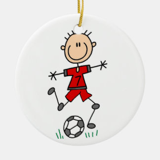 Boy Red Uniform Soccer Kick T - Shirt und Geschenk Keramikornament