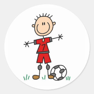 Boy Red Uniform Soccer Runder Aufkleber