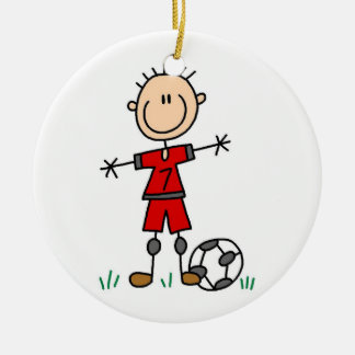 Boy Red Uniform Soccer T - Shirt und Geschenke Keramikornament