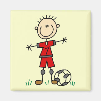 Boy Red Uniform Soccer T - Shirt und Geschenke Magnet