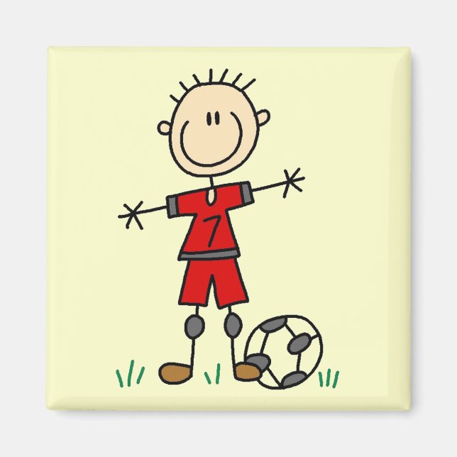 Boy Red Uniform Soccer T - Shirt und Geschenke Magnet (Vorne)