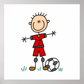 Boy Red Uniform Soccer T - Shirt und Geschenke Poster