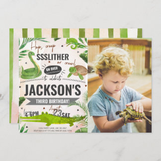 Boy Reptile Geburtstagsparty Foto Einladung