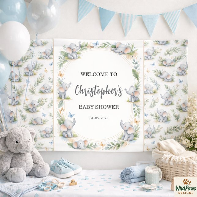 Boy’s Elephant Watercolor Baby Shower –Blue Safari Banner (Boy’s Elephant Watercolor Baby Shower –Blue Safari Banner
)