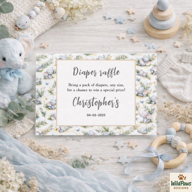 Boy’s Elephant Watercolor Baby Shower –Blue Safari Begleitkarte (Boy’s Elephant Watercolor Baby Shower –Blue Safari Enclosure Card
)