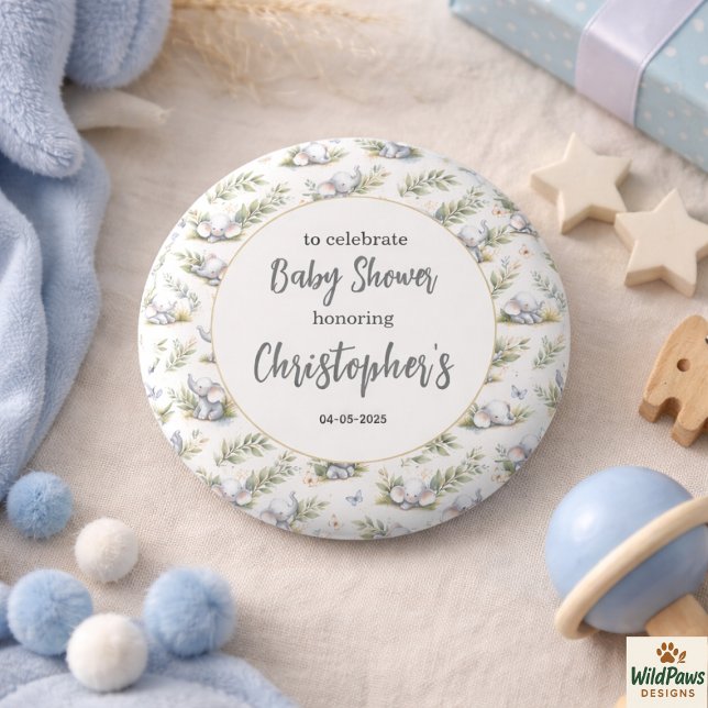 Boy’s Elephant Watercolor Baby Shower –Blue Safari Button (Boy’s Elephant Watercolor Baby Shower –Blue Safari Button
)