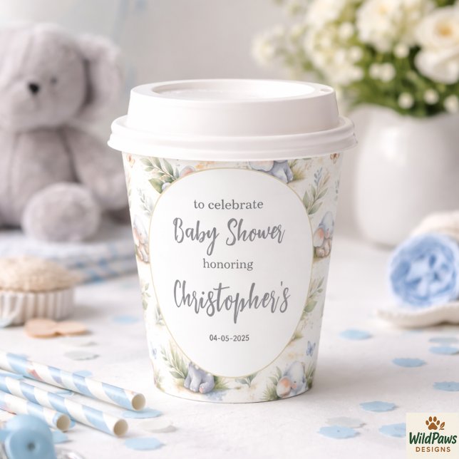 Boy’s Elephant Watercolor Baby Shower –Blue Safari Pappbecher (Boy’s Elephant Watercolor Baby Shower –Blue Safari Paper Cups
)
