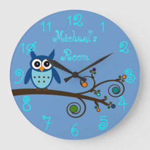 Boy’s Room Cute Owl Große Wanduhr