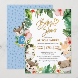 Boy Safari Animals Jungle Greenery Baby Boy Shower Einladung