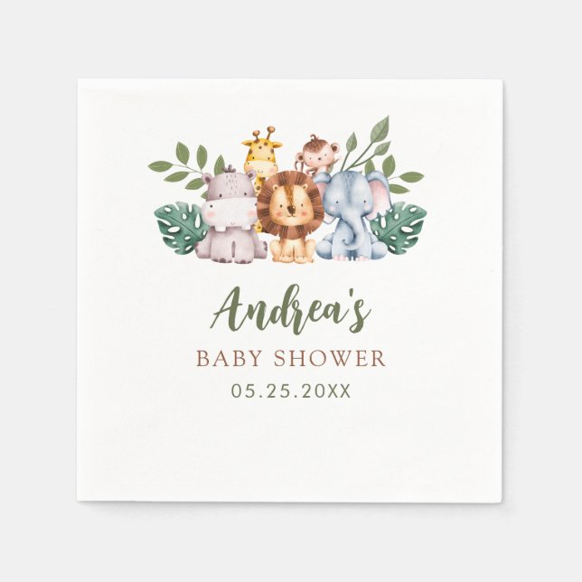 Boy Safari Jungle Baby Dusche Napkins Serviette (Vorderseite)