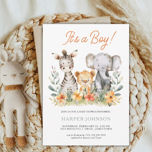 Boy Safari Wild One Baby Shower Einladung