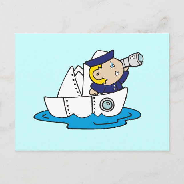 Boy Sailor in Boat Tshirts und Geschenke Postkarte (Vorderseite)