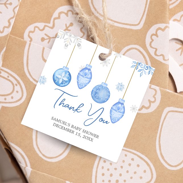 Boy Santa Baby Christmas Baby Shower Square Geschenkanhänger (Santa Baby Christmas Baby Shower Favor Tags)