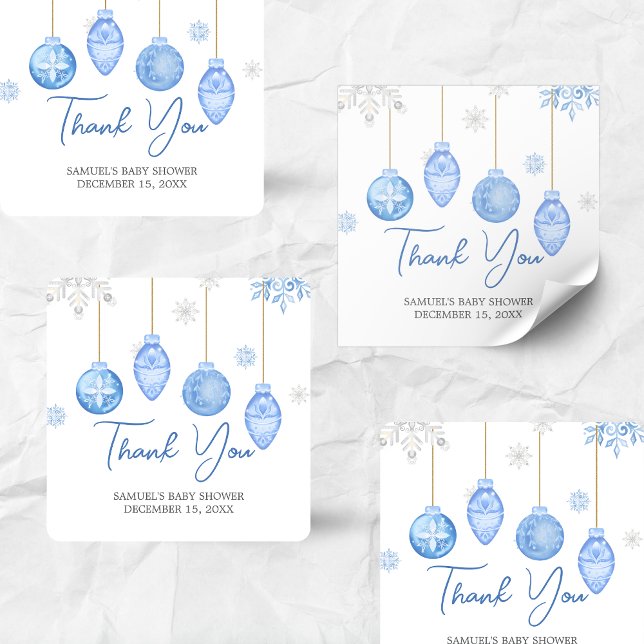 Boy Santa Baby Weihnachtsdusche Quadratischer Aufkleber (Santa Baby Christmas Baby Shower Sticker)