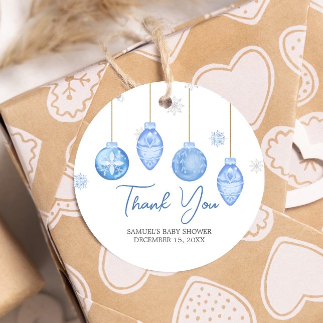 Boy Santa Baby Weihnachtsdusche Runde Geschenkanhänger (Santa Baby Christmas Baby Shower Favor Tags)