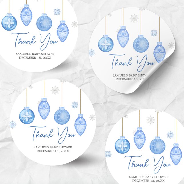 Boy Santa Baby Weihnachtsdusche Runder Aufkleber (Santa Baby Christmas Baby Shower Sticker)