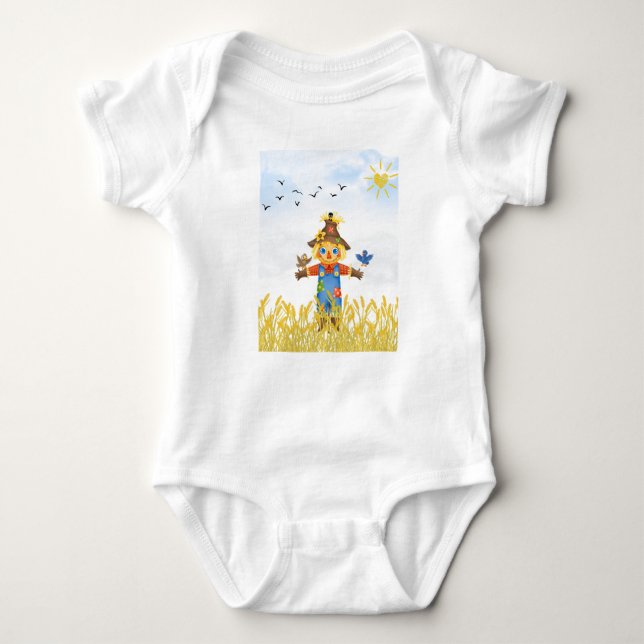 Boy Scarecrow mit Vogelfall Baby Strampler (Vorderseite)