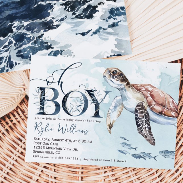Boy Sea Turtle, Ocean Baby Shower Einladung (Von Creator hochgeladen)