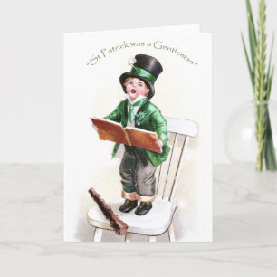 Boy Singing Irish Song Vintage St Patrick's Day Karte