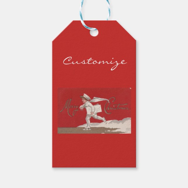 Boy Skaten Vintag Thunder_Cove Weihnachten Geschenkanhänger (Vorderseite)