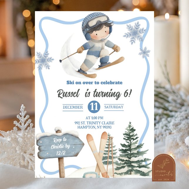 Boy Ski Birthday Invitation Einladung (Von Creator hochgeladen)