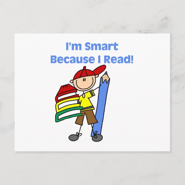 Boy Smart weil ich lese Postkarte (Vorderseite)