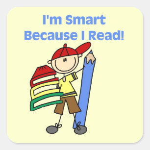 Boy Smart, weil ich lese Quadratischer Aufkleber