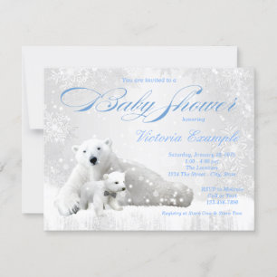 Boy Snowflake Winter Bear Baby Shower Einladungen